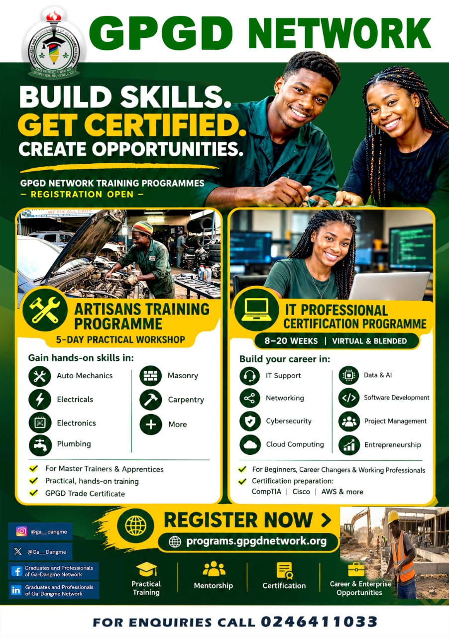 GPGD Network training programmes flyer: Build Skills, Get Certified, Create Opportunities